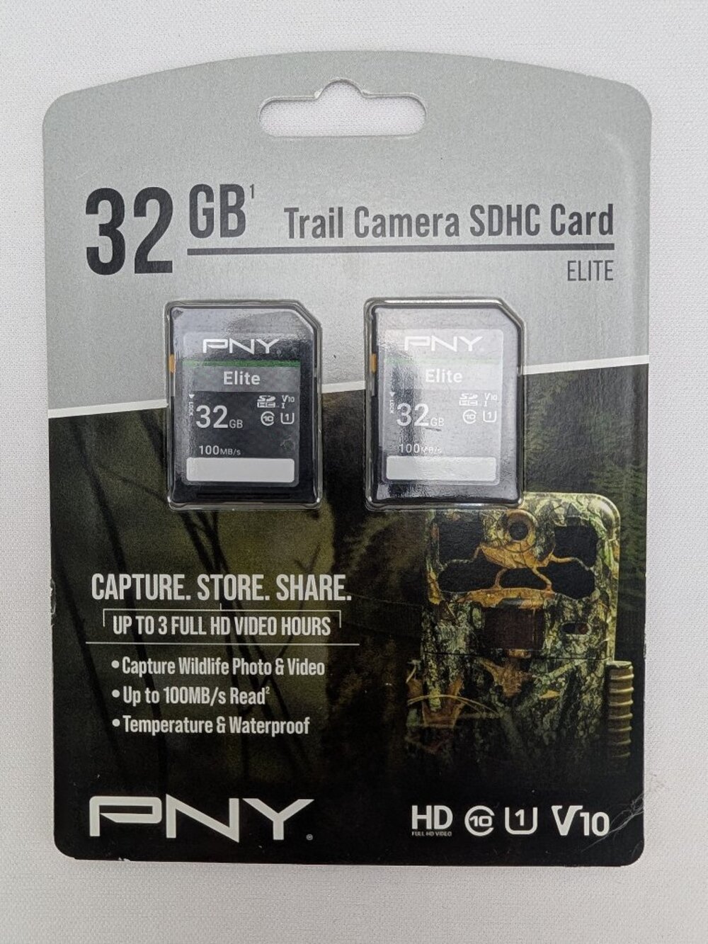 PNY Trail Camera SDHC Card Elite 32 GB 100MB/s 2 Pack Lot Waterproof Sealed New